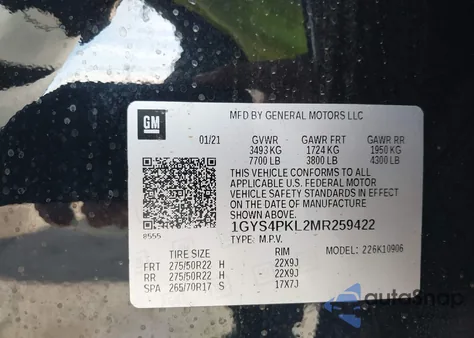 2021 Cadillac Escalade Esv 4Wd Sport z USA, uszkodzony, nr VIN 1GYS4PKL2MR259422